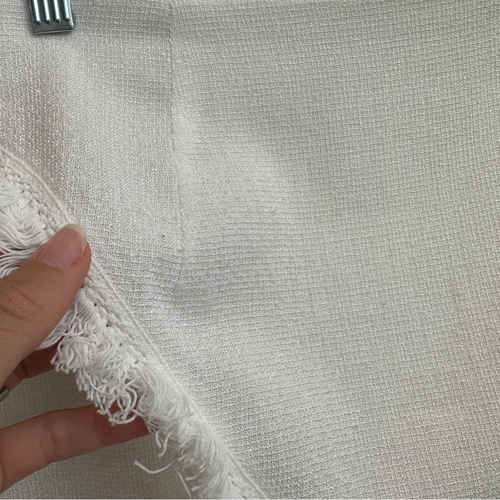 superdown White Mini Skirt with Fringe Trim - Picture 5 of 6